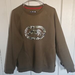 Exibit Men's Brown Crewneck Sweater with Camo Logo